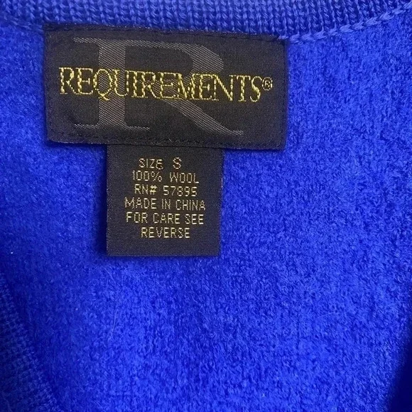 Requirements Blue Snowflake Cut Out 100% Wool Zip Up Sleeveless Vest Size Small - Picture 4 of 7